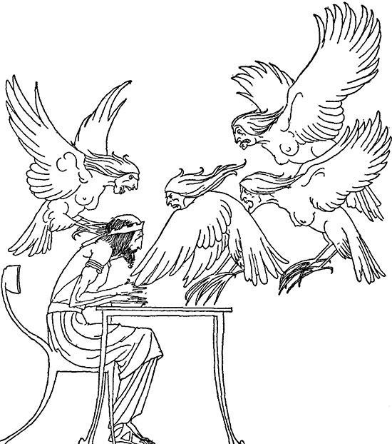 予言者ピネウスと怪鳥ハルピュイア
