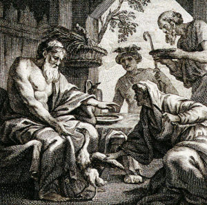 老夫婦バウキスとピレモン、神殿を守る木に変身する［水没する村］